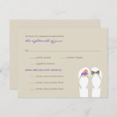 Mr & Mrs Lila Flip Flops Beach Wedding RSVP Card (Vorne/Hinten)