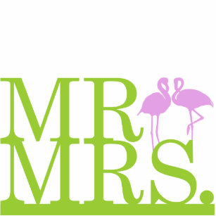 Mr & Mrs. Limon & Lavender Flamingos Cake Topper Freistehende Fotoskulptur