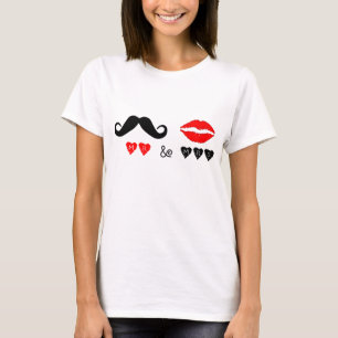 Mr & Mrs Lips & Mustache Wedding Geschenk T-Shirt