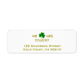 MR & MRS. Lucky Irish Green Kleeblatt Label Templa (Vorne)