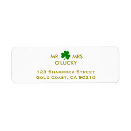 MR & MRS. Lucky Irish Green Kleeblatt Label Templa
