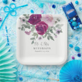 Mr & Mrs Magenta Blush Floral Ivory Wedding Pappteller (Party)