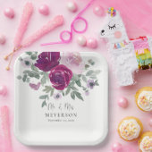 Mr & Mrs Magenta Blush Floral Ivory Wedding Pappteller (Party)