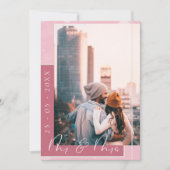 Mr & Mrs Magenta Pink White Script Foto Save The Date (Vorderseite)