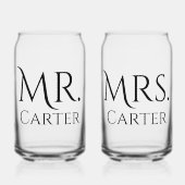 Mr & Mrs Matching Newlywed couples Wedding Glasses Dosenglas (Vorderseite)