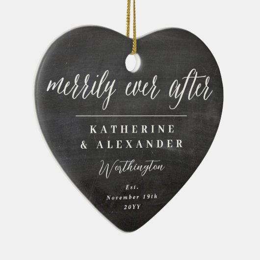 Mr & Mrs Merrily Ever After Holiday Wedding Foto Keramik Ornament (Rechts)