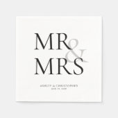 MR&MRS. Minimal Typografischer Cocktail Serviette (Vorderseite)