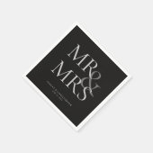 MR&MRS. Minimal Typographic Black Cocktail Serviette (Ecke)