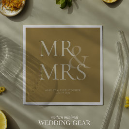 MR&MRS Minimal Typographic Gold Cocktail Serviette