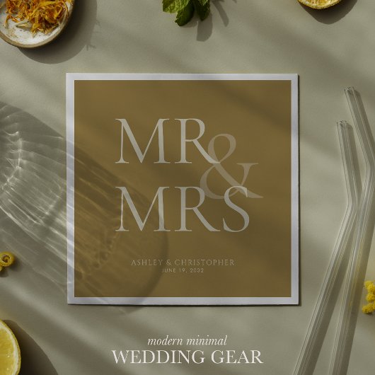MR&MRS Minimal Typographic Gold Cocktail Serviette