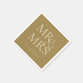 MR&MRS Minimal Typographic Gold Cocktail Serviette (Ecke)