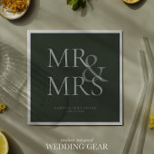 MR&MRS Minimal Typographic Moss Green Cocktail Serviette