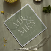 MR&MRS Minimal Typographic Sage Green Cocktail Serviette