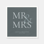 MR&MRS. Minimal Typographic Space Gray Cocktail Serviette (Vorderseite)