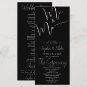 Mr & Mrs. Minimalistisch Black Wedding Program (Vorne/Hinten)