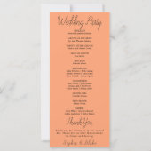Mr & Mrs. Minimalistisch Cantaloupe Wedding Progra (Rückseite)