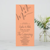 Mr & Mrs. Minimalistisch Cantaloupe Wedding Progra (Stehend Vorderseite)