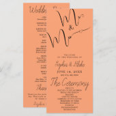Mr & Mrs. Minimalistisch Cantaloupe Wedding Progra (Vorne/Hinten)