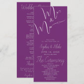 Mr & Mrs. Minimalistisch Lila Wedding Program (Vorne/Hinten)