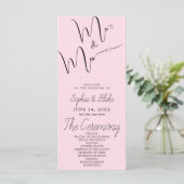 Mr & Mrs Minimalistisch Soft Pink Wedding Program (Stehend Vorderseite)