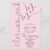 Mr & Mrs Minimalistisch Soft Pink Wedding Program (Vorne/Hinten)