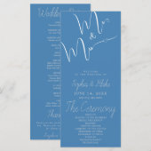 Mr & Mrs Minimalistisch Steel Blue Wedding Program (Vorne/Hinten)
