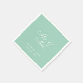 Mr & Mrs. Mint Green Wedding Simple Elegant Script Serviette (Ecke)