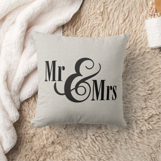 "Mr & Mrs." mit Nachname und Est Datum Kissen (Decke)