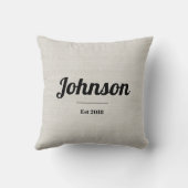 "Mr & Mrs." mit Nachname und Est Datum Kissen (Rückseite)