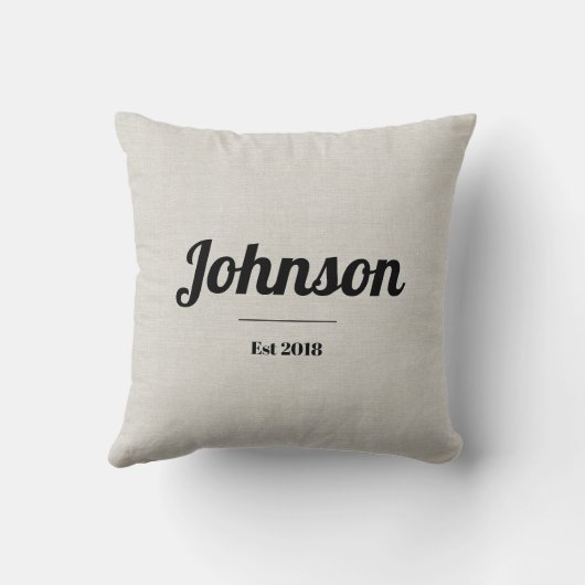 "Mr & Mrs." mit Nachname und Est Datum Kissen (Rückseite)