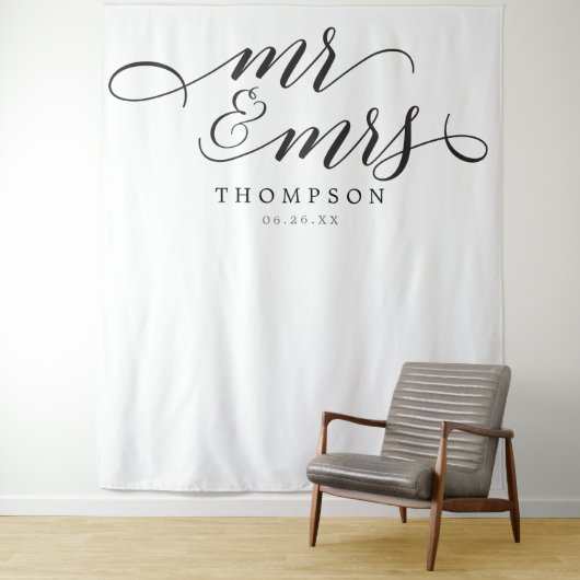 Mr & Mrs Modern Wedding Backdrop Banner Wandteppich (Beispiel)