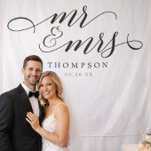Mr & Mrs Modern Wedding Backdrop Banner Wandteppich