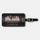 Mr & Mrs Monogram Black Rose Gold Wedding neu Gepäckanhänger (Vorderseite horizontal)