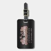 Mr & Mrs Monogram Black Rose Gold Wedding neu Gepäckanhänger (Vorderseite vertikal)