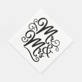 Mr & Mrs Monogram Wedding Just Married Schwarz-wei Serviette (Ecke)