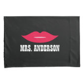 Mr & Mrs Mustache and Lips Wedding Couple Kissenbezug (Vorderseite-Rechts)