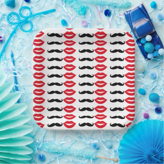 Mr & Mrs Mustache & Lips Party Paper Tellers Pappteller (Party)