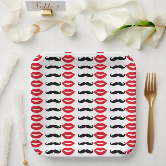 Mr & Mrs Mustache & Lips Party Paper Tellers Pappteller (Hochzeit)