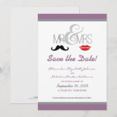 Mr & Mrs Mustache & Lipstick Rett-the-Date! Save The Date (Vorne/Hinten)