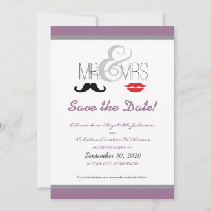 Mr & Mrs Mustache & Lipstick Rett-the-Date! Save The Date