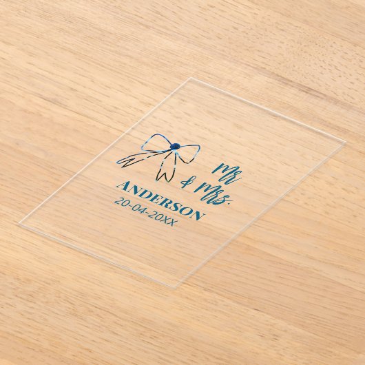 Mr. & Mrs. Name Datum Gastgeschenk Hochzeit blau g Acryleinladungen (Ablage )