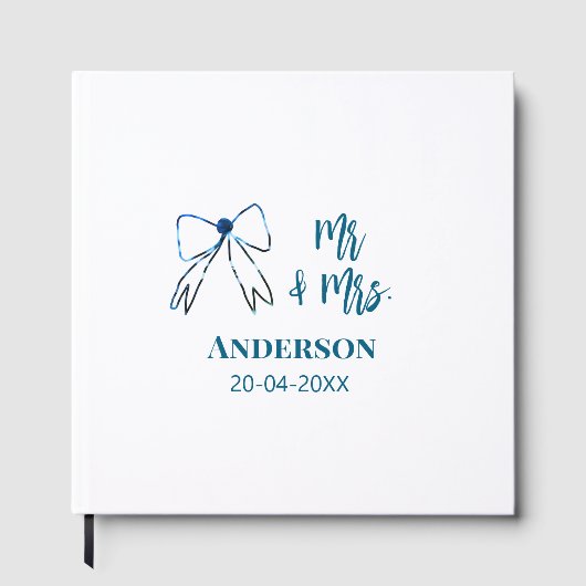 Mr. & Mrs. Name Datum Gastgeschenk Hochzeit blau g Gästebuch (Vorderseite)