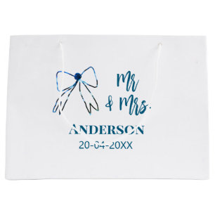 Mr. & Mrs. Name Datum Gastgeschenk Hochzeit blau g Große Geschenktüte