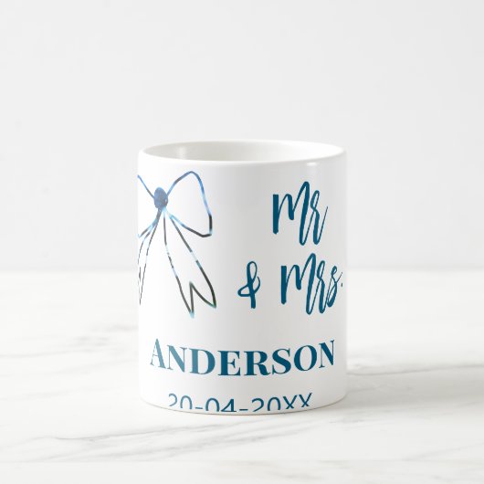Mr. & Mrs. Name Datum Gastgeschenk Hochzeit blau g Kaffeetasse (Mittel)