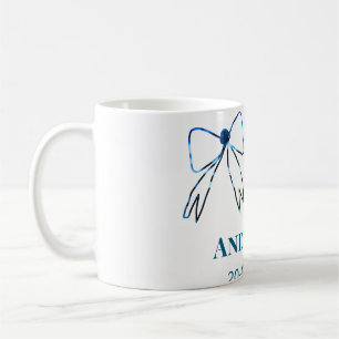 Mr. & Mrs. Name Datum Gastgeschenk Hochzeit blau g Kaffeetasse
