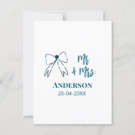 Mr. & Mrs. Name Datum Gastgeschenk Hochzeit blau g Postkarte