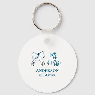 Mr. & Mrs. Name Datum Gastgeschenk Hochzeit blau g Schlüsselanhänger