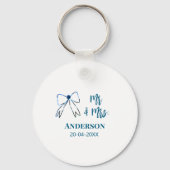 Mr. & Mrs. Name Datum Gastgeschenk Hochzeit blau g Schlüsselanhänger (Rückseite)