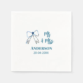 Mr. & Mrs. Name Datum Gastgeschenk Hochzeit blau g Serviette