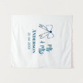 Mr. & Mrs. Name Datum Gastgeschenk Hochzeit blau g Wandteppich (Vorderseite (Horizontal))